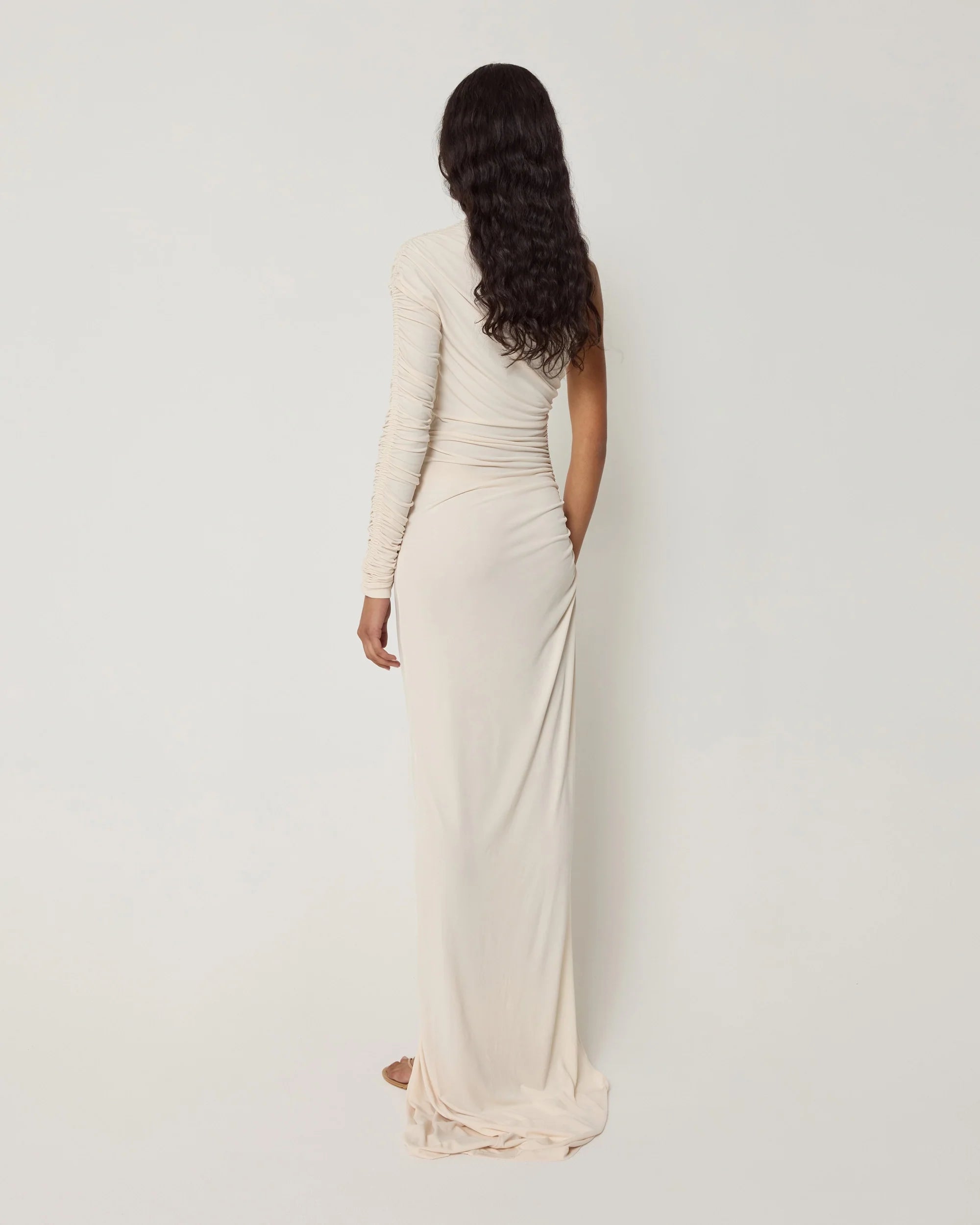 One Shoulder Ruched Gown | Shell